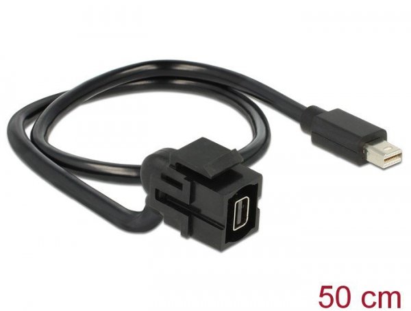 Delock Moduł Keystone, mini DisplayPort, wtyk żeński &gt; mini DisplayPort, wtyk męski, 110° z przewodem czarny
