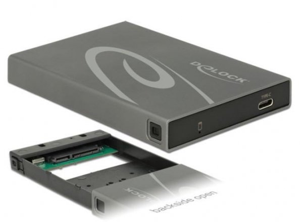Delock Obudowa  HDD/SSD zewnętrzna SATA 2.5 USB-C 3.1 szara