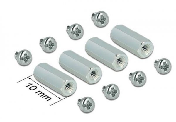 Delock Raspberry dystanse metalowe do kart rozszerzeń 10 mm 4 szt. + śruby