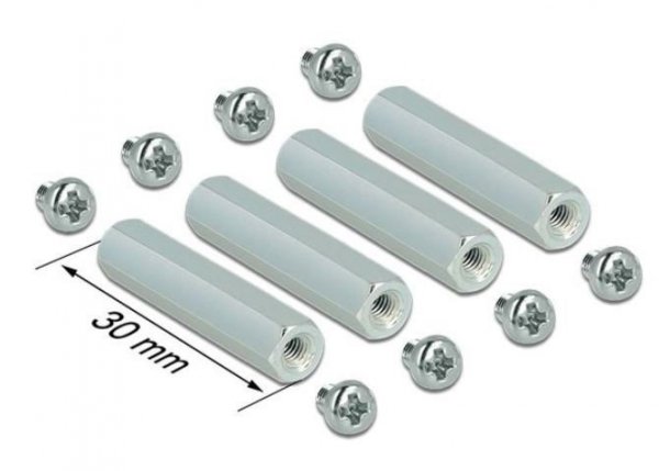 Delock Raspberry dystanse metalowe do kart rozszerzeń 30 mm 4 szt. + śruby