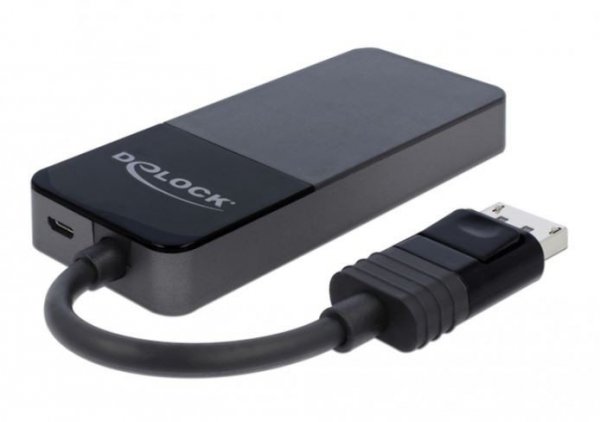 Delock Splitter Video Displayport 1.4-&gt;3x Displayport 4K na kablu 12.5 cm czarny