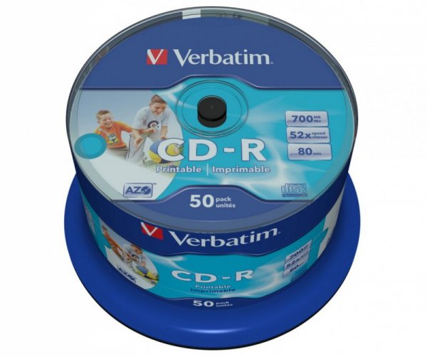 Verbatim CD-R 52x 700MB 50P CB Printable   43438