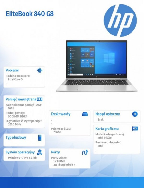 HP Inc. Notebook EliteBook 840 G8 i5-1145G7 256GB/16GB/W10P/14.0 2Y2P0EA
