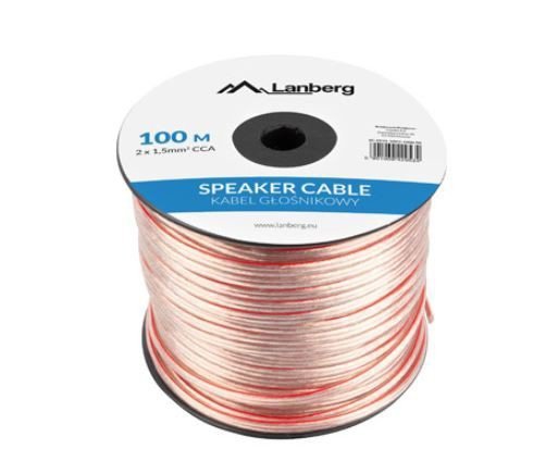 Lanberg Kabel głośnikowy 2x1.5mm2 100m przezroczysty