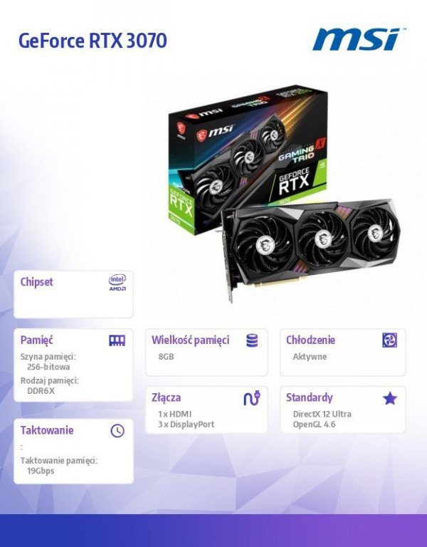 MSI Karta graficzna GeForce RTX 3070 GAMING Z TRIO LHR 8GB GDDR6X 256bit 3DP/HDMI