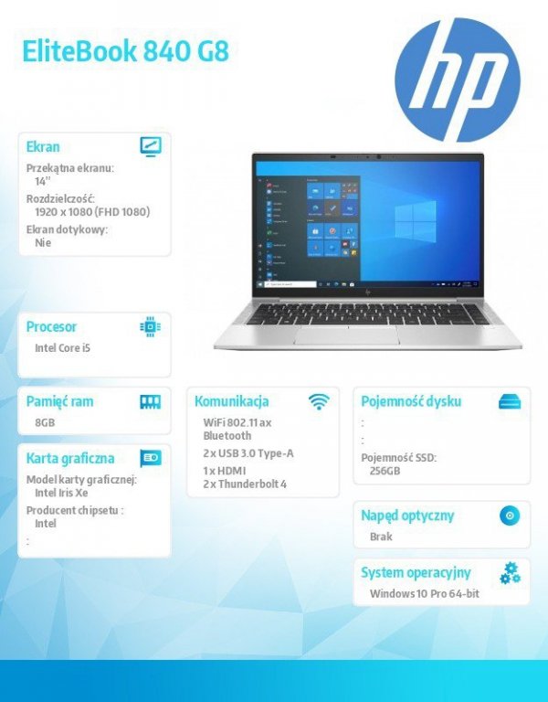 HP Inc. Notebook EliteBook 840 G8 i5-1135G7 256GB/8GB/W10P/14.0   459G0EA