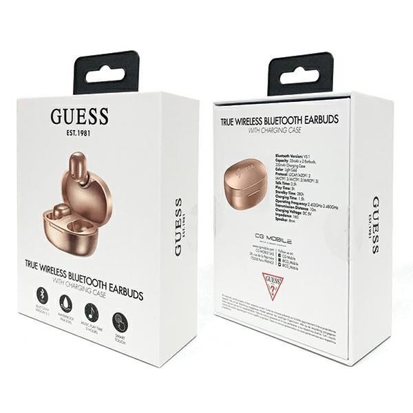 GUESS Słuchawki Stereo Bluetooth GUTWST30GO TWS+ stacja dokująca złote