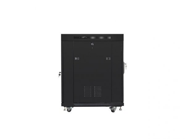Lanberg Szafa instalacyjna rack stojąca 19 15U 600x800 czarna, drzwi szklane lcd (flat pack)
