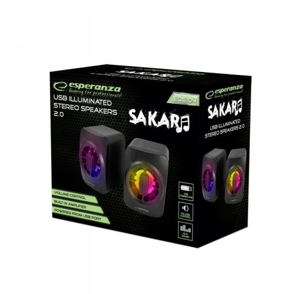 Esperanza Głośnik 2.0 USB LED Rainbow Sakara