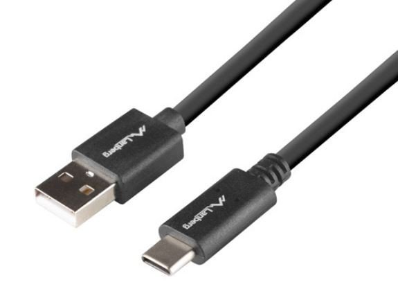 Lanberg Kabel USB-C(M)-&gt;USB-A(M) 2.0 0.5m czarny BOX QC 3.0