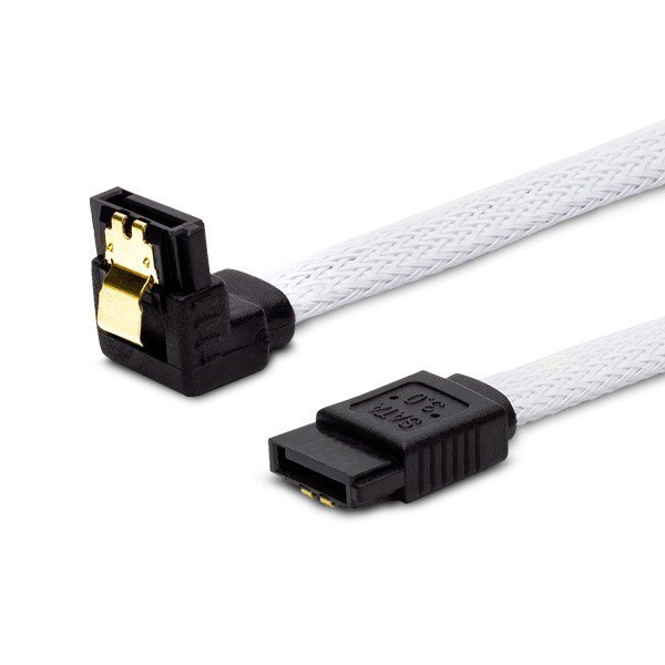 Savio Kabel SATA III 30cm, oplot biały, kątowy, złote zatrzaski, GAK-03
