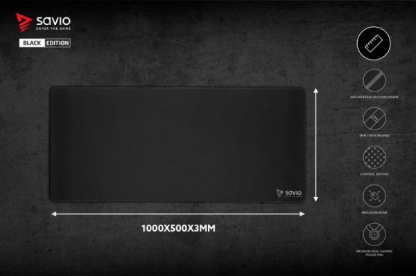 Savio Podkładka pod mysz 1000x500 Black Edition Precision Control XXL