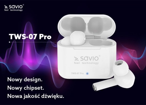 Savio Słuchawki Bluetooth z mikrofonem, TWS-07