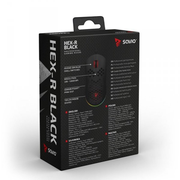Savio Mysz gamingowa HEX-R czarna