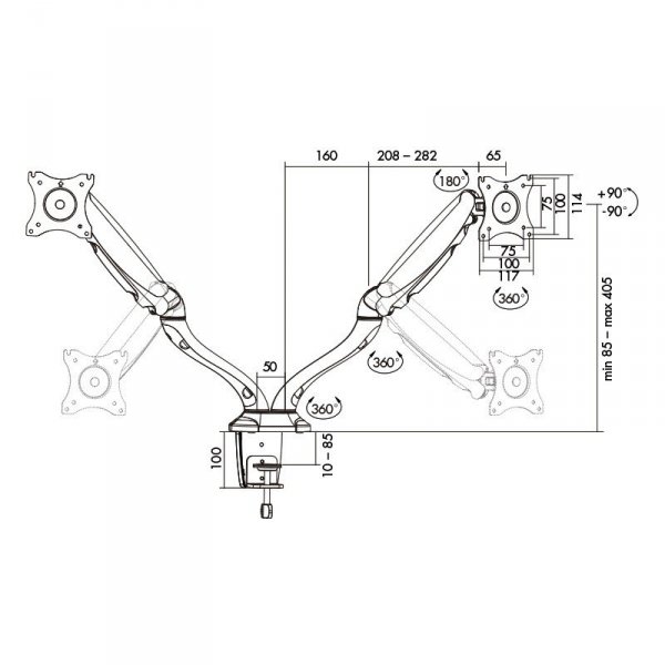 LogiLink Uchwyt na 2 monitory, 13-27 cali, max 2x6kg