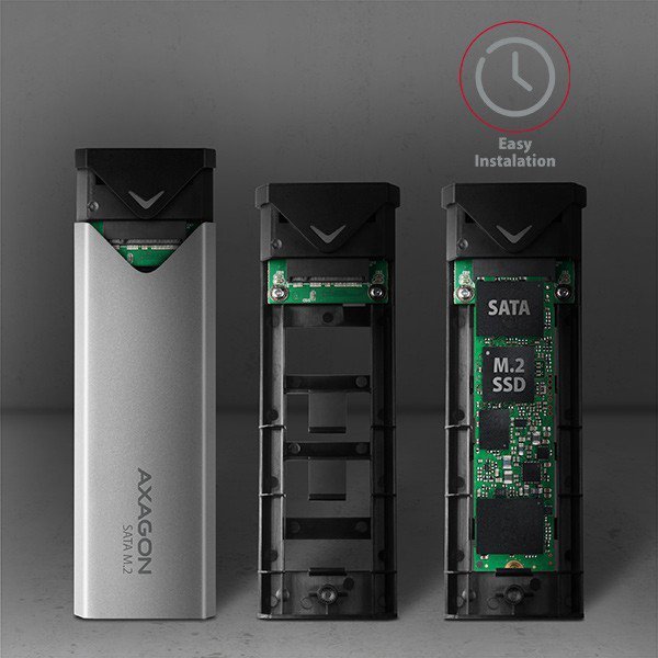AXAGON EEM2-U3C Obudowa zewnętrzna aluminiowa, USB-C 3.2 Gen 1 - M.2 SATA SSD długość 42 do 80mm