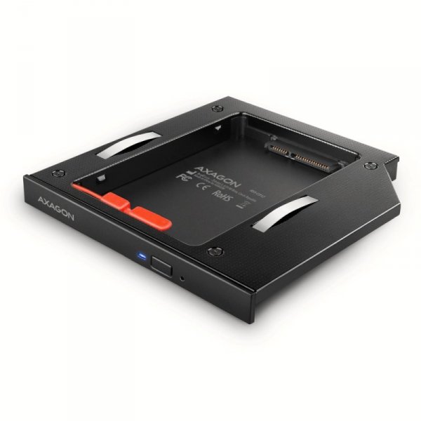 AXAGON RSS-CD12 Ramka na 2,5&quot; SSD-HDD do gniazda DVD, 12.7mm LED aluminium