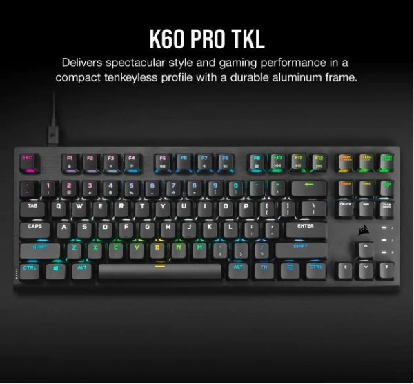 Corsair Klawiatura przewodowa K60 Pro TKL RGB Black