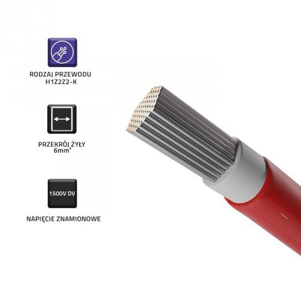 Qoltec Kabel solarny fotowoltaiczny | 6mm2 | 100m | Czerwony