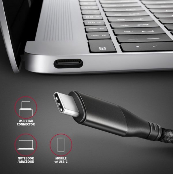 AXAGON RVC-HI2MC Adapter aktywny USB-C -&gt; HDMI 2.0 4K/60Hz Aluminum, 1.8m kabel