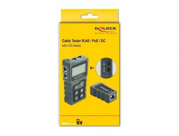 Delock Tester kabli LCD RJ45 PoE/DC