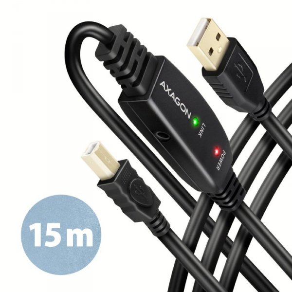 AXAGON ADR-215B USB 2.0 A-M -&gt; B-M aktywny kabel połączeniowy/wzmacniacz 15m