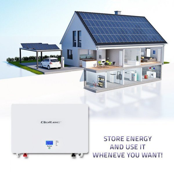 Qoltec Magazyn energii LiFePO4 | 7.2kWh | 48V | BMS | LCD