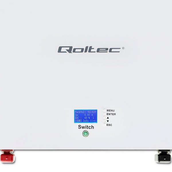 Qoltec Magazyn energii LiFePO4 | 7.2kWh | 48V | BMS | LCD