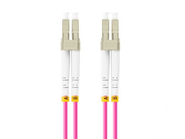 Lanberg Patchcord światłowodowy mm lc/upc-lc/upc duplex 3.0mm om4 50/125 0.5m fioletowy