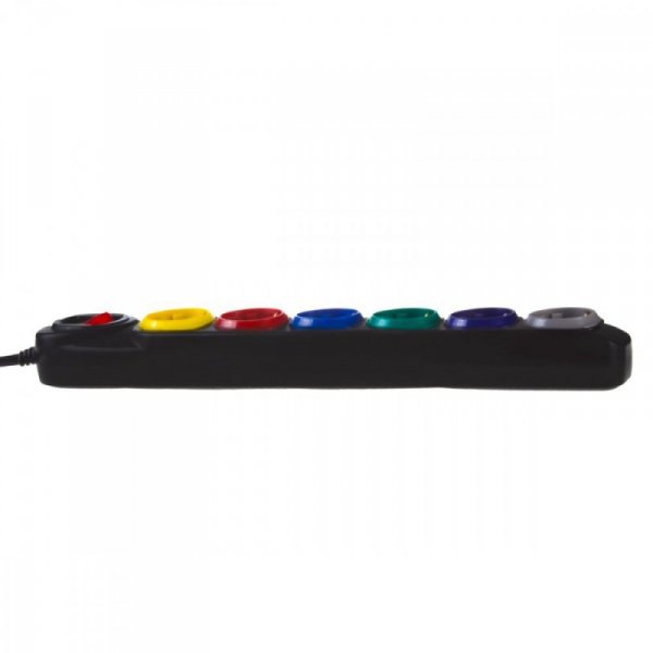 Maclean Listwa zasilająca 1,5m 250VAC/10A MCE509 B 2500 Q, IP20, 6 gniazd, prąd znamionowy 10A, czarny