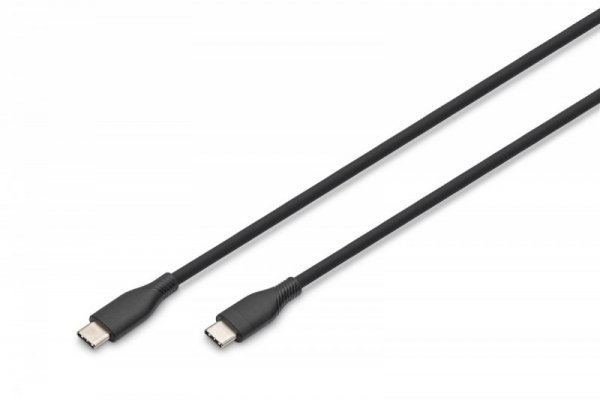 Digitus Kabel połączeniowy silikonowy USB-C - USB-C, USB 2.0 60W, 1m Czarny