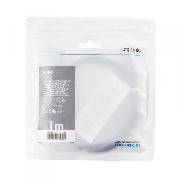 LogiLink Kabel USB3.2 gen2 TypeC do USB-C/F, PD, 1m