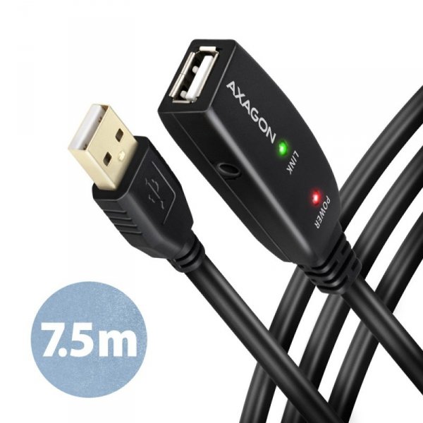AXAGON ADR-207 USB 2.0 A-M -&gt; A-F aktywny kabel przedłużacz/wzmacniacz 7.5m