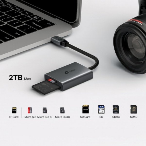 TP-LINK Adapter USB Type-C to SD & microSD 3.0                   SPEC: 1 × USB-C Connector,1 × SD + 1 × microSD(TF) up to 200MBp