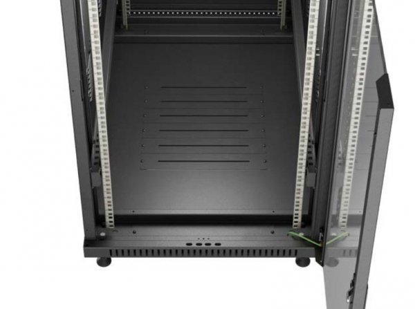 Lanberg Szafa instalacyjna rack stojąca 19" 22U 600x1000 czarna drzwi   przeszkolne ( flat pack)