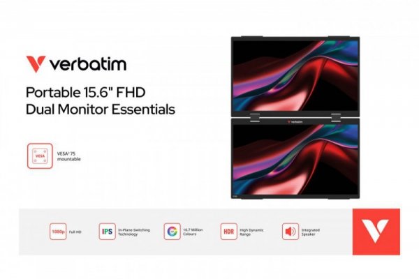 Verbatim Monitor dotykowy DUAL Essentialis 2x 15,6  Full HD 60Hz