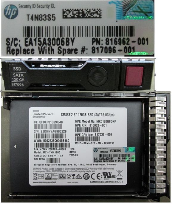 Hewlett Packard Enterprise 120GB Hot Plug SSD Sata Interf **Refurbished** 2.5 Inch Small Form Factor