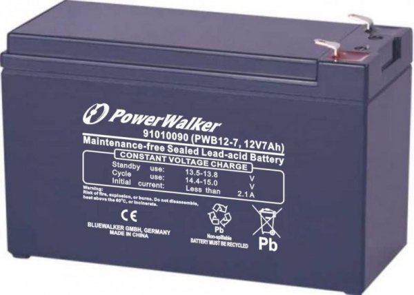 PowerWalker Battery 12V/7Ah PWB12-7 Extend the backup time 12V/7ah PowerWalker