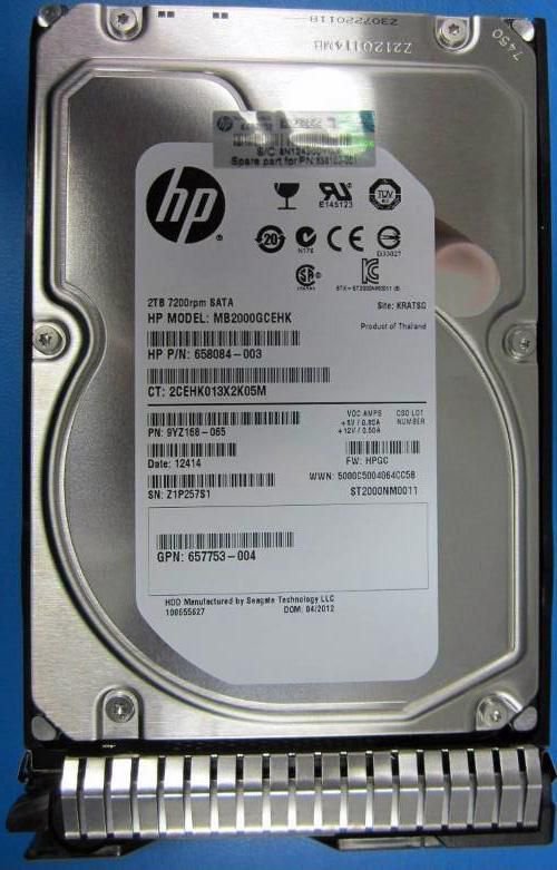 Hewlett Packard Enterprise 2TB 6G SATA 7.2k 3.5in SC MDL **Refurbished**