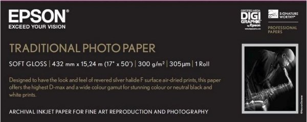 Epson Papier fotograficzny Traditional Photo Paper, 17&quot;x 15m 300g/m2 C13S045054