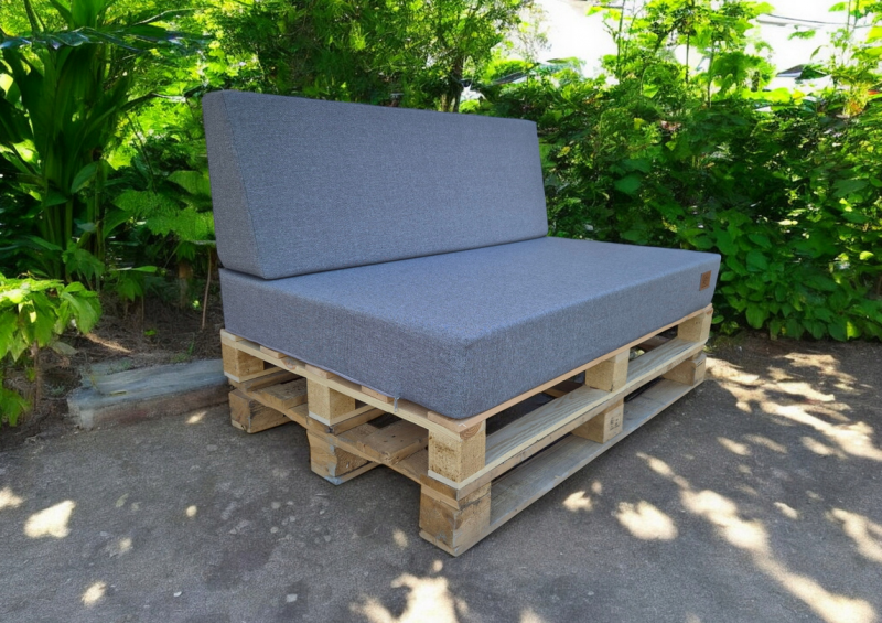 2 Poduszki Ogrodowe na Ławkę Palety Huśtawkę - poduchy 120x80 + 40 klin szary