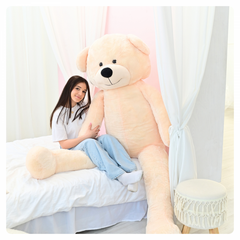 DUŻY MIŚ PLUSZOWY 220cm PLUSZAK MASKOTKA GIGANT - JASNY BEŻ