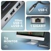 AXAGON HMC-6GLN Wieloportowy hub USB 6in1, 5Gbps, 2xUSB-A, 1x USB-C, GLAN, HDMI 4K^60Hz, PD 100W, 20cm USB-C kabel