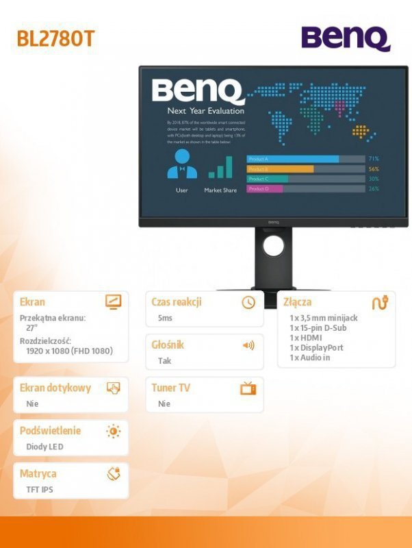 Benq Monitor 27cali BL2780T LED 5ms^IPS^1000:1^HDMI