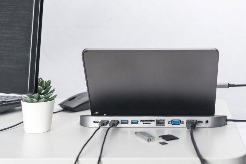 Digitus Stacja dokująca USB Typ C 12 portów Dual Monitor 4K 30Hz PD 3.0 RJ45 SD VGA HQ Aluminiowa