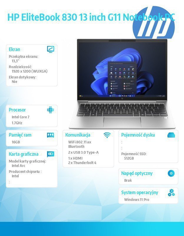 HP Inc. Notebook EliteBook 830 G11 U7-165U^512GB^16GB^W11P^13.3 9G0D5ET