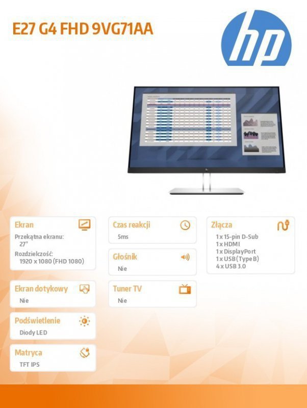 HP Inc. Monitor  E27 G4 FHD  9VG71AA