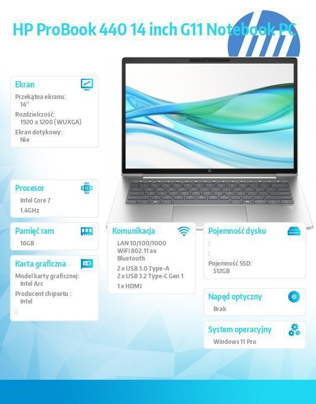 HP Inc. Notebook ProBook 440 G11 U7-155H 512GB^16GB^W11P^14 cali A38DLET