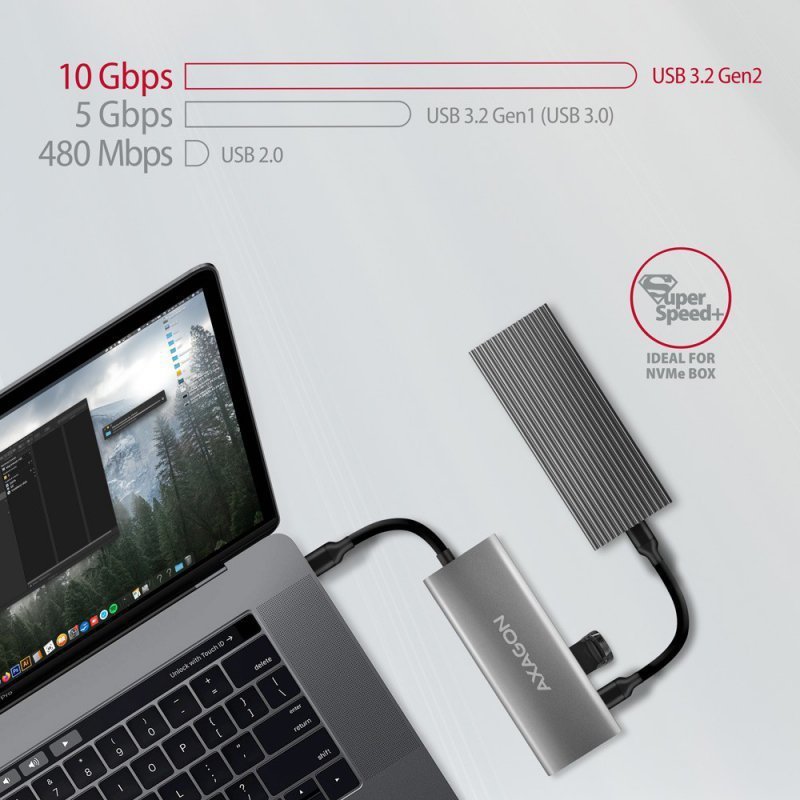 AXAGON HMC-5G21 Wieloportowy hub USB 5in1, 10Gbps, 2x USB-A + 2x USB-C + HDMI 4K^30Hz, PD 60W, 13cm USB-C kabel