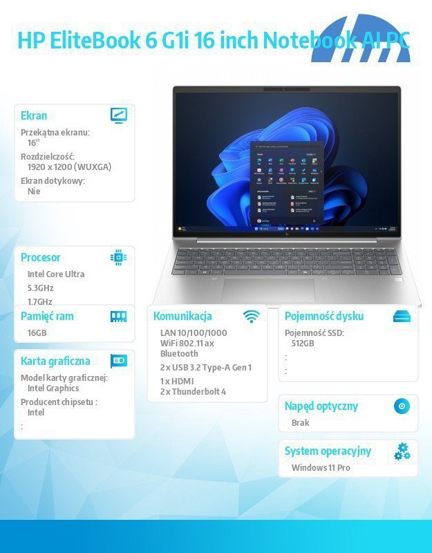 HP Inc. Laptop EliteBook 6 G1i U7-265U 512GB^16GB^W11P^16 cali C51GJET